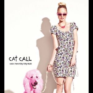 Betsey Johnson Cat Call Peplum Dress Leopard Multi